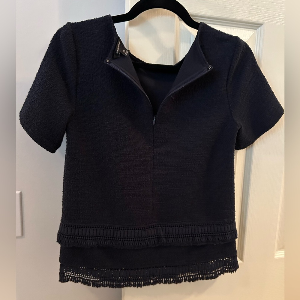 Banana Republic Womens Navy Blue Tweed Top Size XS Good Used Condition - Picture 3 of 6